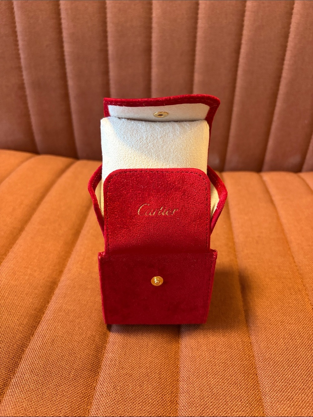 Cartier Red Suede Jewelry Pouch with Gold Snap